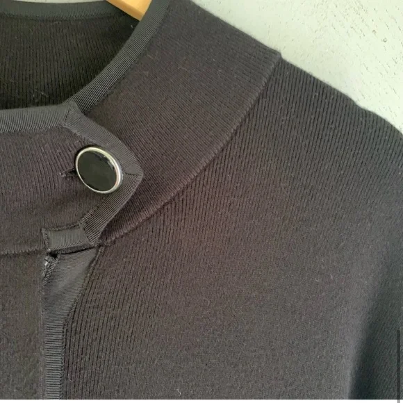 Anne Klein High Neck Pocketed Cape Black Sweater Shrug Poncho Mock Neck - Picture 4 of 14